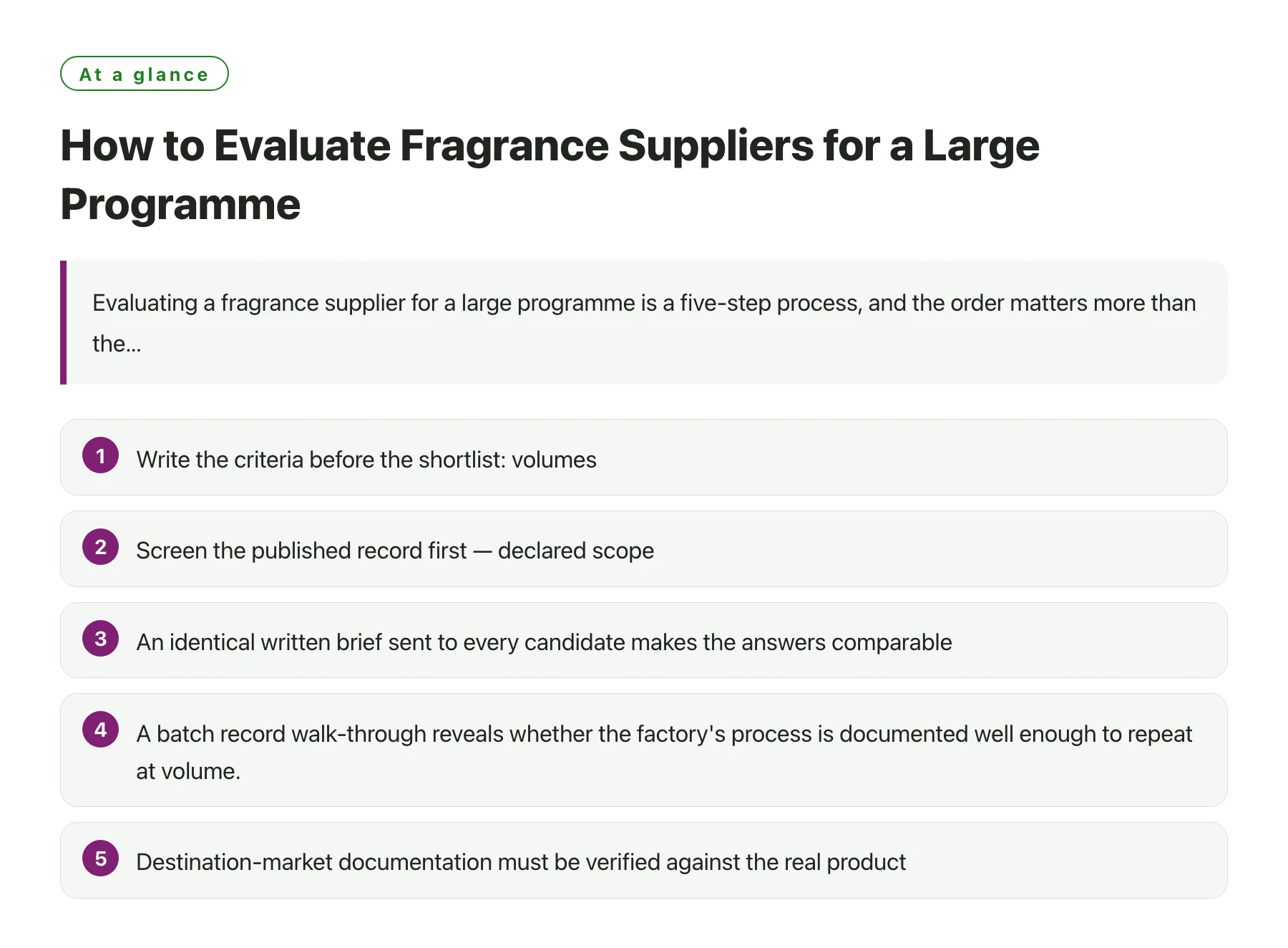 How to Evaluate Fragrance Suppliers for a Large Programme——全文要点速览